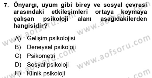 Davranış Bilimleri 2 Dersi 2015 - 2016 Yılı (Vize) Ara Sınav Soruları 7. Soru