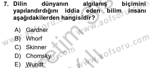 Davranış Bilimleri 2 Dersi 2016 - 2017 Yılı 3 Ders Sınav Soruları 7. Soru