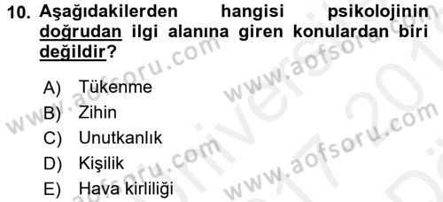 Davranış Bilimleri 2 Dersi 2017 - 2018 Yılı (Vize) Ara Sınav Soruları 10. Soru