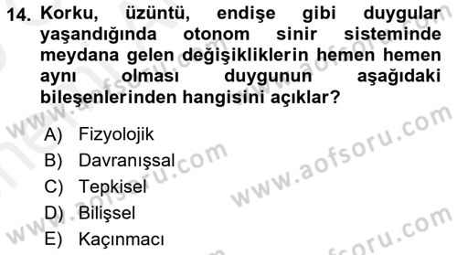 Davranış Bilimleri 2 Dersi 2018 - 2019 Yılı (Vize) Ara Sınav Soruları 14. Soru