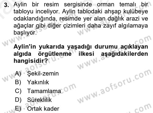 Davranış Bilimleri 2 Dersi 2018 - 2019 Yılı (Vize) Ara Sınav Soruları 3. Soru