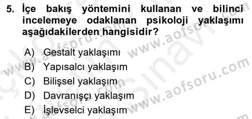 Davranış Bilimleri 2 Dersi 2018 - 2019 Yılı (Vize) Ara Sınav Soruları 5. Soru