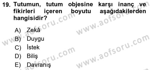 Davranış Bilimleri 2 Dersi 2018 - 2019 Yılı Yaz Okulu Sınav Soruları 19. Soru