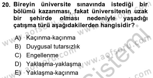 Davranış Bilimleri 2 Dersi 2018 - 2019 Yılı Yaz Okulu Sınav Soruları 20. Soru
