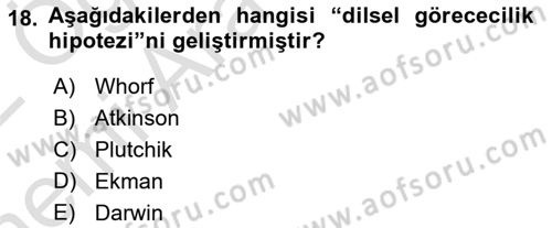 Davranış Bilimleri 2 Dersi 2021 - 2022 Yılı (Vize) Ara Sınav Soruları 18. Soru