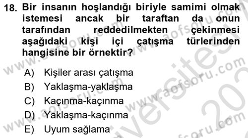 Davranış Bilimleri 2 Dersi 2022 - 2023 Yılı Yaz Okulu Sınav Soruları 18. Soru
