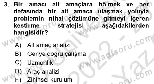 Davranış Bilimleri 2 Dersi 2022 - 2023 Yılı Yaz Okulu Sınav Soruları 3. Soru