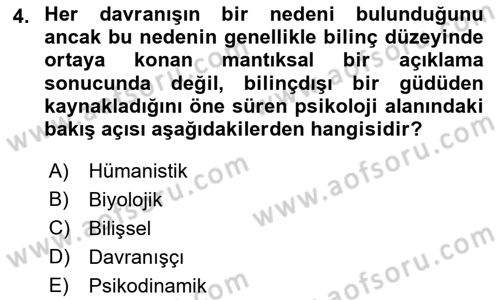 Davranış Bilimleri 2 Dersi 2022 - 2023 Yılı Yaz Okulu Sınav Soruları 4. Soru