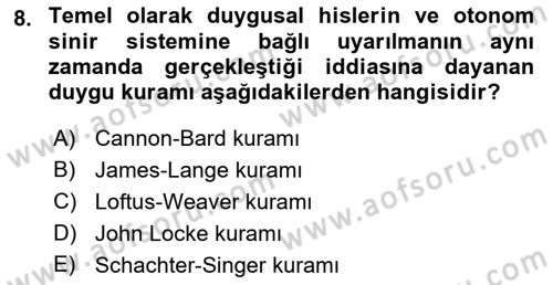 Davranış Bilimleri 2 Dersi 2022 - 2023 Yılı Yaz Okulu Sınav Soruları 8. Soru