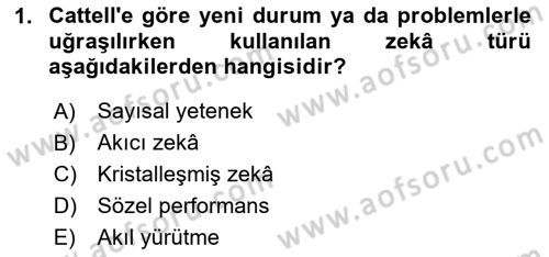Davranış Bilimleri 2 Dersi 2023 - 2024 Yılı (Final) Dönem Sonu Sınavı 1. Soru