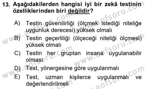 Davranış Bilimleri 2 Dersi 2024 - 2025 Yılı (Vize) Ara Sınav Soruları 13. Soru