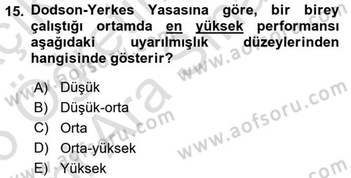 Davranış Bilimleri 2 Dersi 2024 - 2025 Yılı (Vize) Ara Sınav Soruları 15. Soru