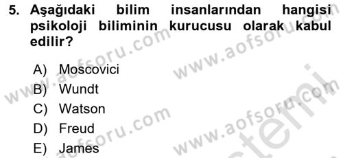 Davranış Bilimleri 2 Dersi 2024 - 2025 Yılı (Vize) Ara Sınav Soruları 5. Soru