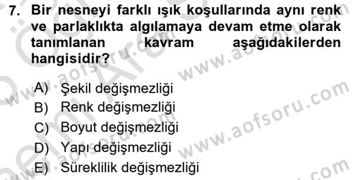 Davranış Bilimleri 2 Dersi 2024 - 2025 Yılı (Vize) Ara Sınav Soruları 7. Soru
