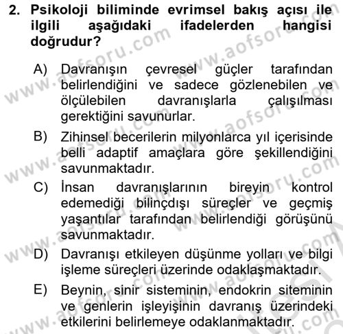 Davranış Bilimleri 2 Dersi 2024 - 2025 Yılı (Final) Dönem Sonu Sınav Soruları 2. Soru