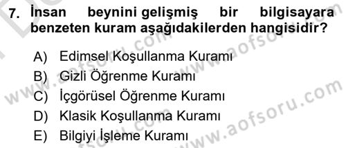 Davranış Bilimleri 2 Dersi 2024 - 2025 Yılı (Final) Dönem Sonu Sınav Soruları 7. Soru