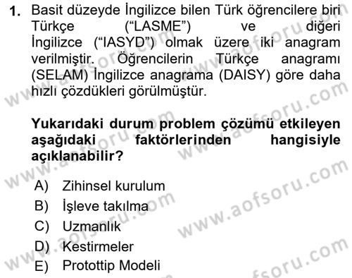 Davranış Bilimleri 2 Dersi 2024 - 2025 Yılı Yaz Okulu Sınav Soruları 1. Soru