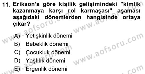 Davranış Bilimleri 2 Dersi 2024 - 2025 Yılı Yaz Okulu Sınav Soruları 11. Soru
