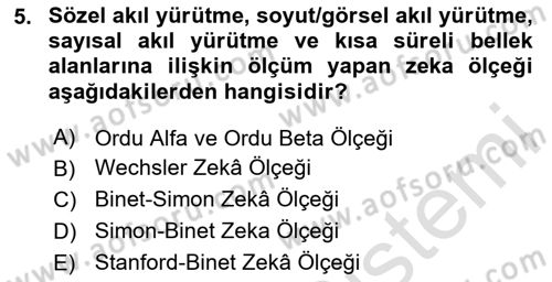 Davranış Bilimleri 2 Dersi 2024 - 2025 Yılı Yaz Okulu Sınav Soruları 5. Soru