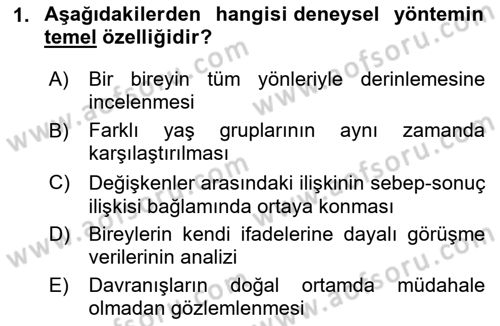 Davranış Bilimleri 2 Dersi 2025 - 2026 Yılı (Vize) Ara Sınav Soruları 1. Soru