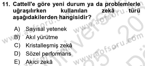 Davranış Bilimleri 2 Dersi 2025 - 2026 Yılı (Vize) Ara Sınav Soruları 11. Soru