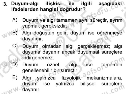 Davranış Bilimleri 2 Dersi 2025 - 2026 Yılı (Vize) Ara Sınav Soruları 3. Soru