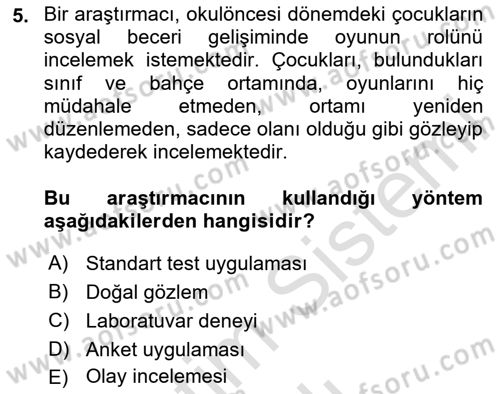Davranış Bilimleri 2 Dersi 2025 - 2026 Yılı (Vize) Ara Sınav Soruları 5. Soru