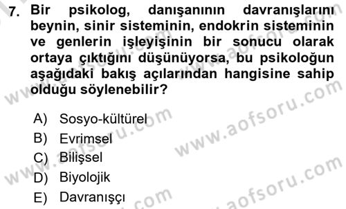 Davranış Bilimleri 2 Dersi 2025 - 2026 Yılı (Vize) Ara Sınav Soruları 7. Soru