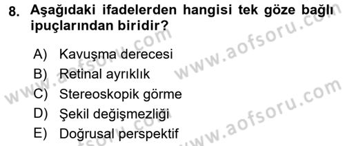 Davranış Bilimleri 2 Dersi 2025 - 2026 Yılı (Vize) Ara Sınav Soruları 8. Soru