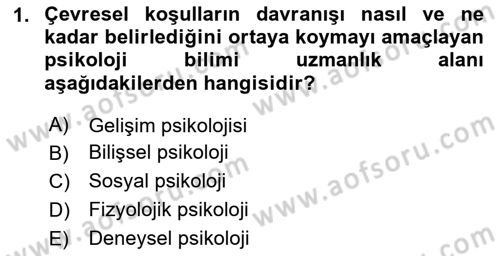 Davranış Bilimleri 2 Dersi 2025 - 2026 Yılı (Final) Dönem Sonu Sınav Soruları 1. Soru