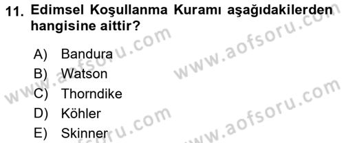 Davranış Bilimleri 2 Dersi 2025 - 2026 Yılı (Final) Dönem Sonu Sınav Soruları 11. Soru