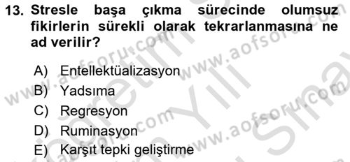 Davranış Bilimleri 2 Dersi 2025 - 2026 Yılı (Final) Dönem Sonu Sınav Soruları 13. Soru