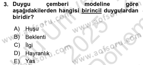 Davranış Bilimleri 2 Dersi 2025 - 2026 Yılı (Final) Dönem Sonu Sınav Soruları 3. Soru