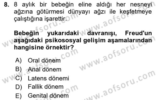 Davranış Bilimleri 2 Dersi 2025 - 2026 Yılı (Final) Dönem Sonu Sınav Soruları 8. Soru