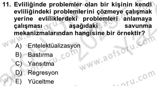 Davranış Bilimleri 2 Dersi 2025 - 2026 Yılı Yaz Okulu Sınav Soruları 11. Soru