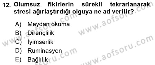 Davranış Bilimleri 2 Dersi 2025 - 2026 Yılı Yaz Okulu Sınav Soruları 12. Soru