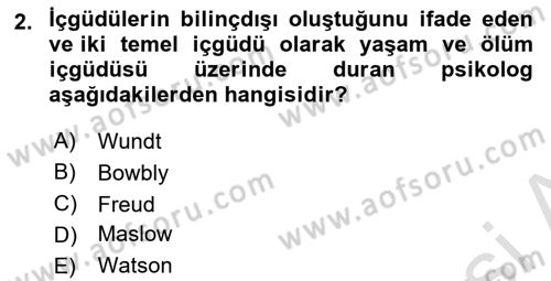 Davranış Bilimleri 2 Dersi 2025 - 2026 Yılı Yaz Okulu Sınav Soruları 2. Soru