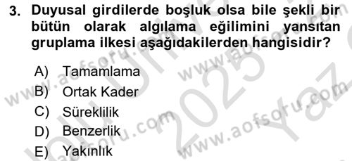 Davranış Bilimleri 2 Dersi 2025 - 2026 Yılı Yaz Okulu Sınav Soruları 3. Soru