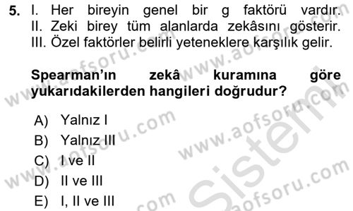 Davranış Bilimleri 2 Dersi 2025 - 2026 Yılı Yaz Okulu Sınav Soruları 5. Soru