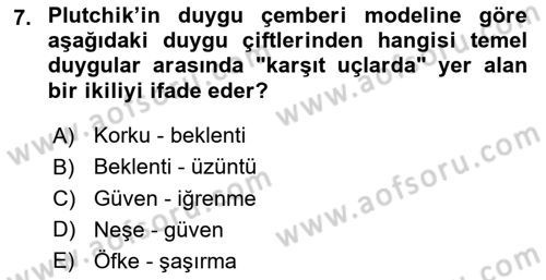 Davranış Bilimleri 2 Dersi 2025 - 2026 Yılı Yaz Okulu Sınav Soruları 7. Soru