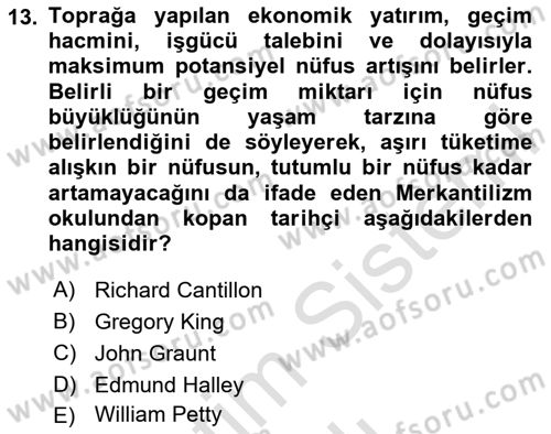 Nüfus Ve Toplum Dersi 2020 - 2021 Yılı Yaz Okulu Sınav Soruları 13. Soru