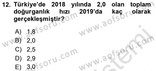 Nüfus Ve Toplum Dersi Ara Sınavı Deneme Sınav Soruları 12. Soru