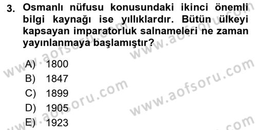 Nüfus Ve Toplum Dersi Ara Sınavı Deneme Sınav Soruları 3. Soru