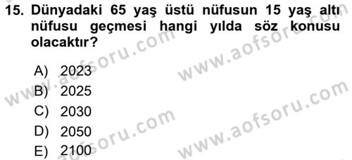 Nüfus Ve Toplum Dersi 2021 - 2022 Yılı (Final) Dönem Sonu Sınav Soruları 15. Soru