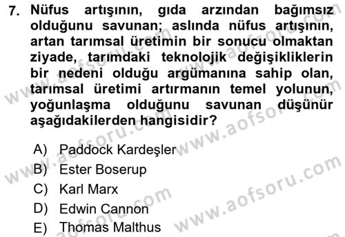 Nüfus Ve Toplum Dersi 2021 - 2022 Yılı (Final) Dönem Sonu Sınav Soruları 7. Soru