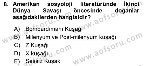 Nüfus Ve Toplum Dersi 2021 - 2022 Yılı (Final) Dönem Sonu Sınav Soruları 8. Soru
