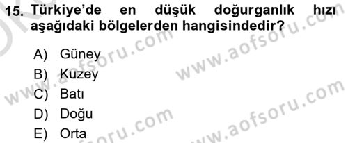Nüfus Ve Toplum Dersi 2021 - 2022 Yılı Yaz Okulu Sınav Soruları 15. Soru