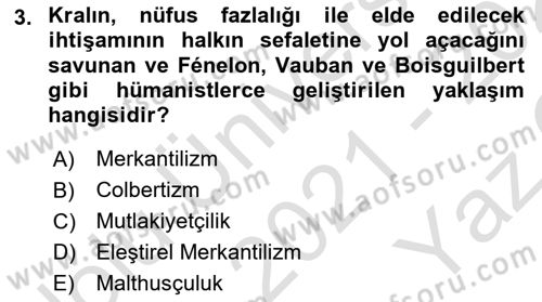 Nüfus Ve Toplum Dersi 2021 - 2022 Yılı Yaz Okulu Sınav Soruları 3. Soru