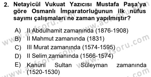 Nüfus Ve Toplum Dersi Ara Sınavı Deneme Sınav Soruları 2. Soru