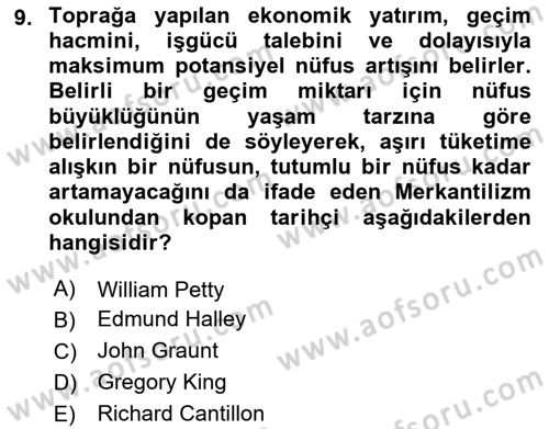 Nüfus Ve Toplum Dersi Ara Sınavı Deneme Sınav Soruları 9. Soru